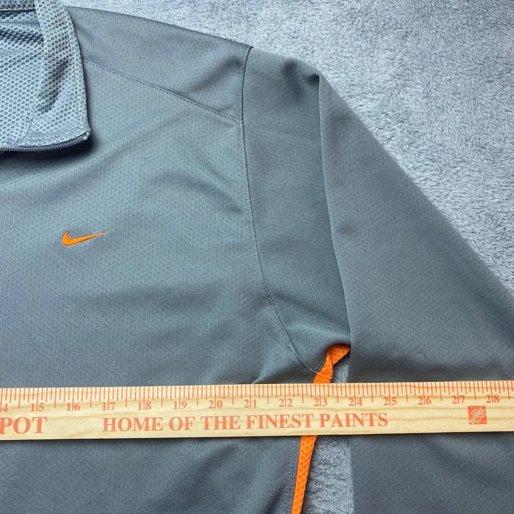 Nike Dri-FIT Mens Large Quarter Zip Pullover Gray Orange Long Sleeve Workout Top